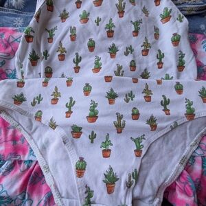 Cactus Print White Bikini Set